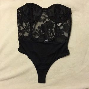 NWT Black lace bustier onesie